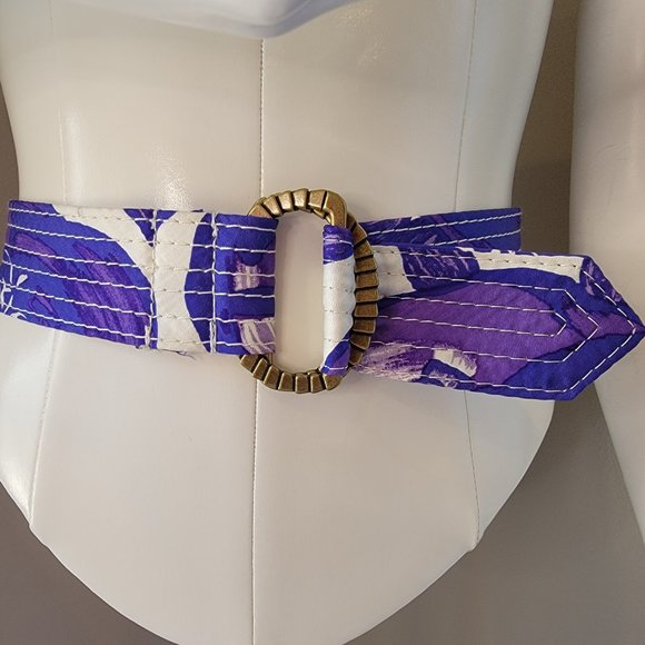 J. Crew Silk Double D Ring Belt M/L Purple
